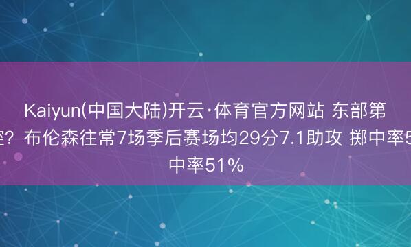 Kaiyun(中国大陆)开云·体育官方网站 东部第一控？布伦森往常7场季后赛场均29分7.1助攻 掷中率51%