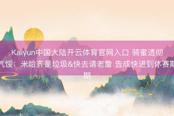 Kaiyun中国大陆开云体育官网入口 骑蜜透彻气馁：米哈齐是垃圾&快去请老詹 告成快进到休赛期