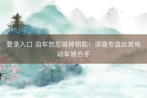登录入口 泊车勿忘拔掉钥匙！须眉专盗此类电动车被合手
