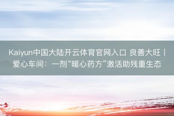 Kaiyun中国大陆开云体育官网入口 良善大旺丨爱心车间:一剂“暖心药方”激活助残重生态